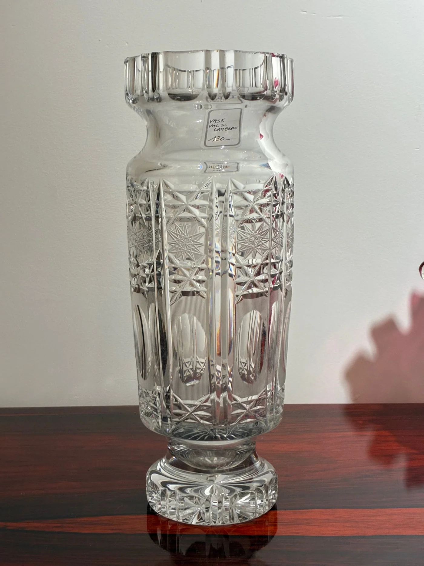 Vase Val St Lambert en cristal clair - Ht 30 cm