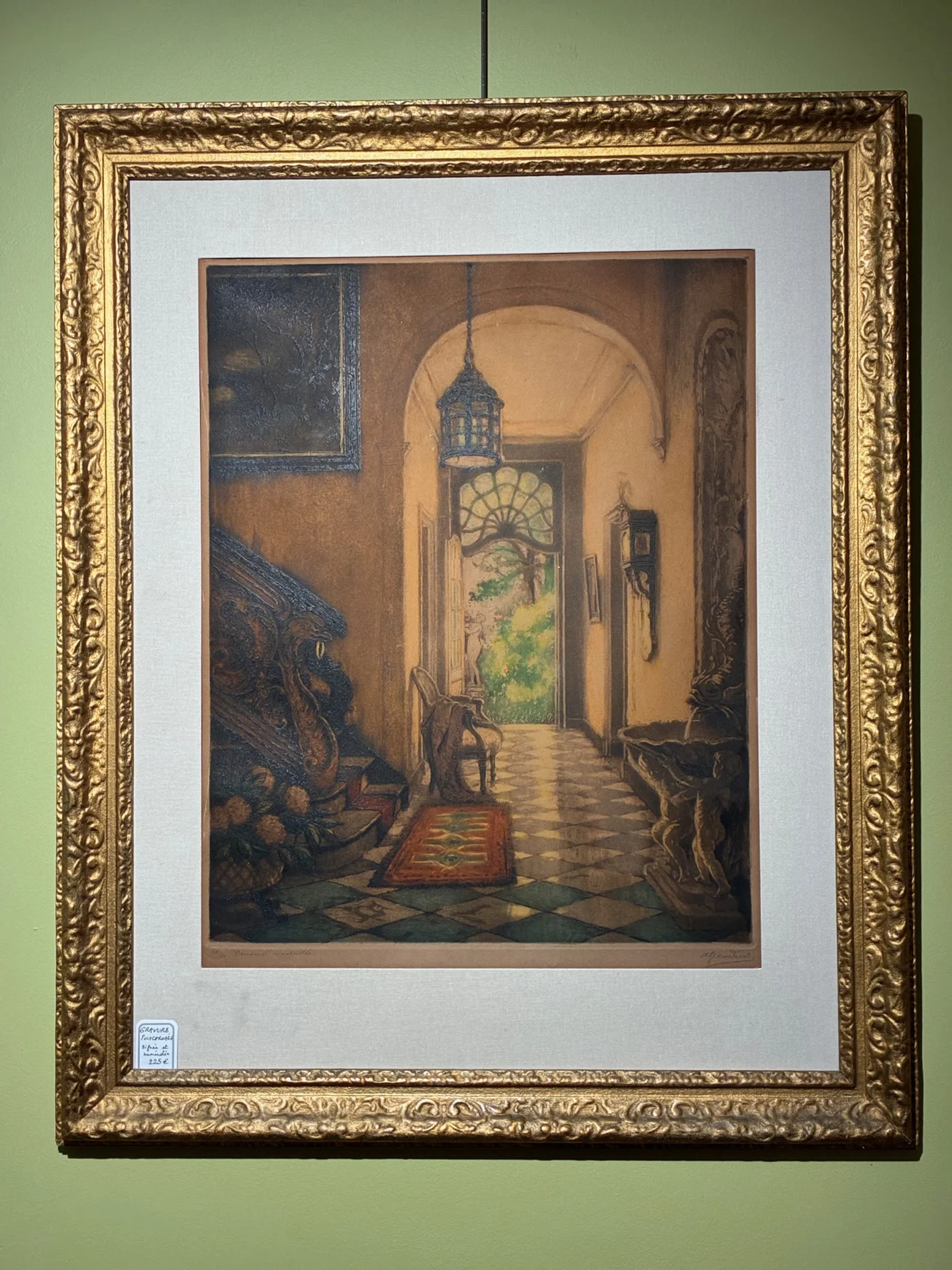 Tableau Gravue polychromée (Aquatinte) - Demeure ensoleillée - Numérotée 318/330 - Signée Agentens