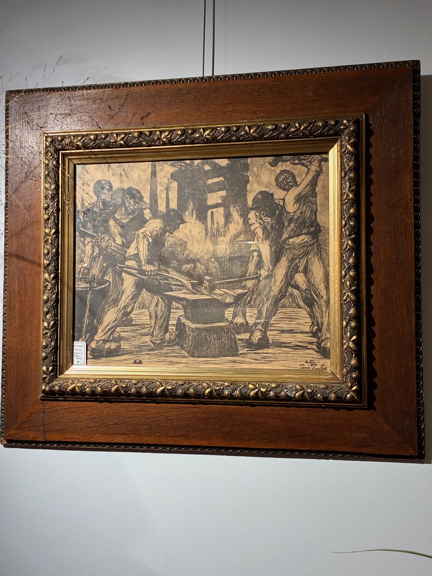 Gravure Pierre Paulus "atelier de forgeron" - 69 x 79,5 cm (avec cadre) 