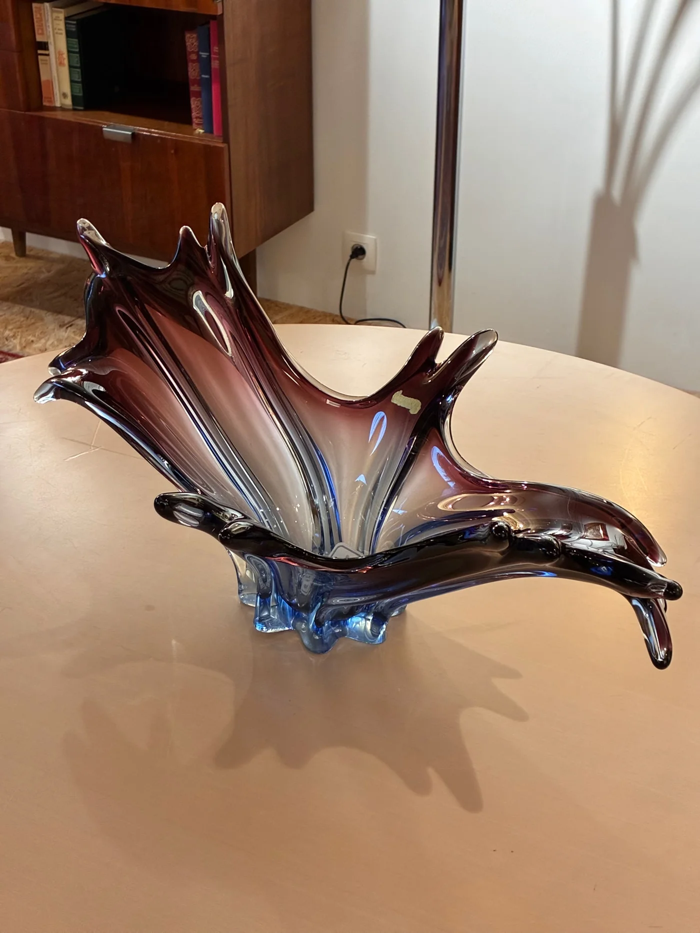 Grande coupe Murano allongée bleue et mauve