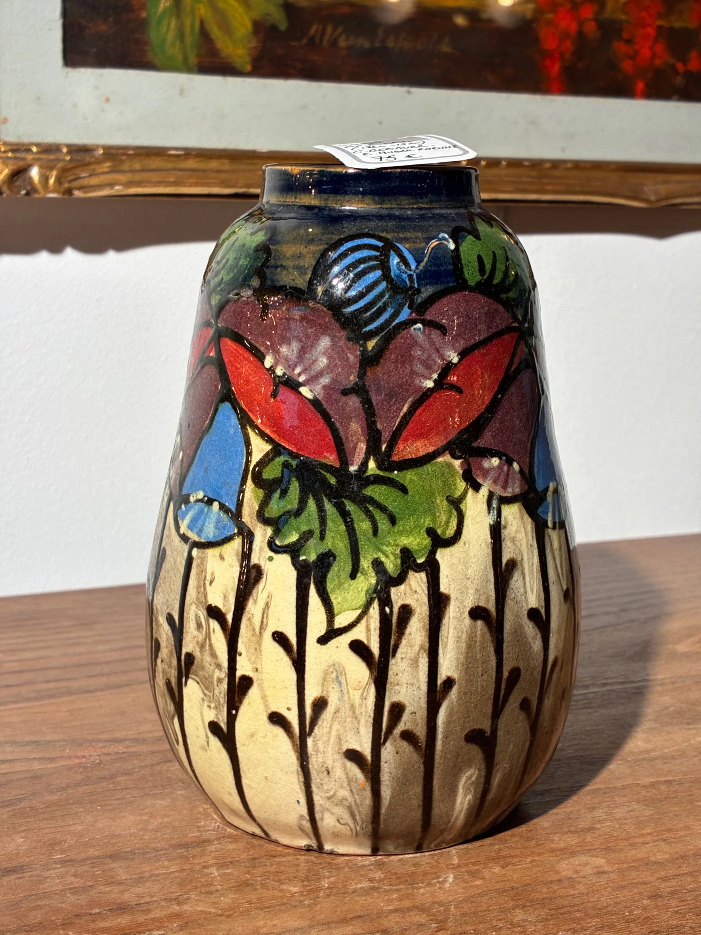 Vase Art Nouveau - Art Déco (Germany) peint par Carl Gebauer et E.Huber Roethe (1920s-1930s) 