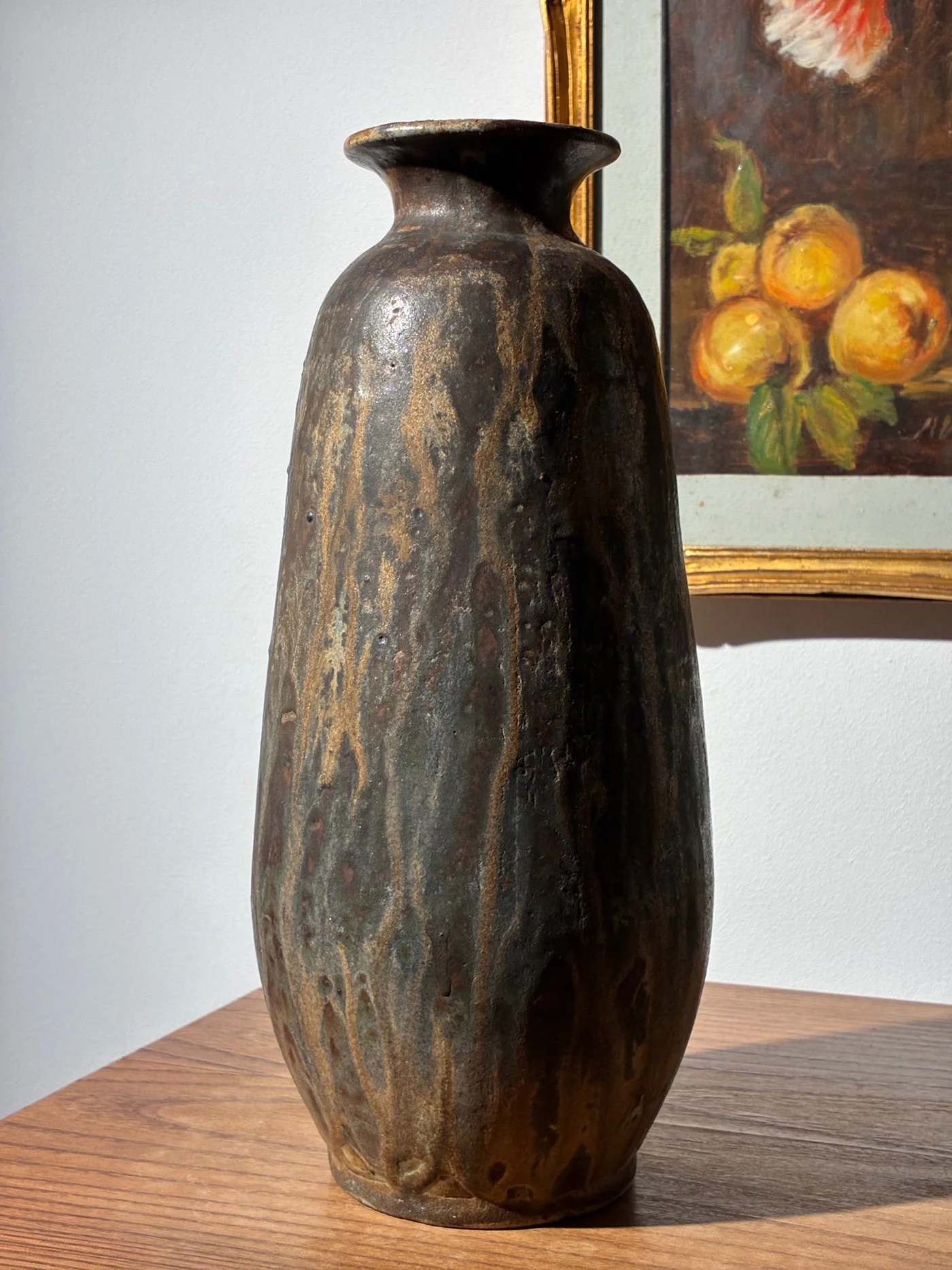 Vase en grès brun - Guerin - Ht 30 cm 