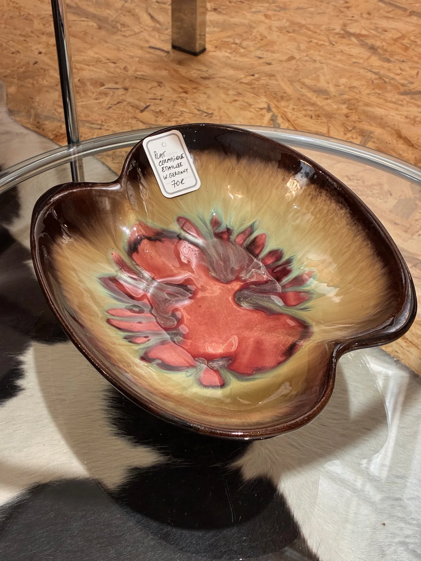Plat asymétrique en céramique émaillée - West Germany - 1960s-1970s