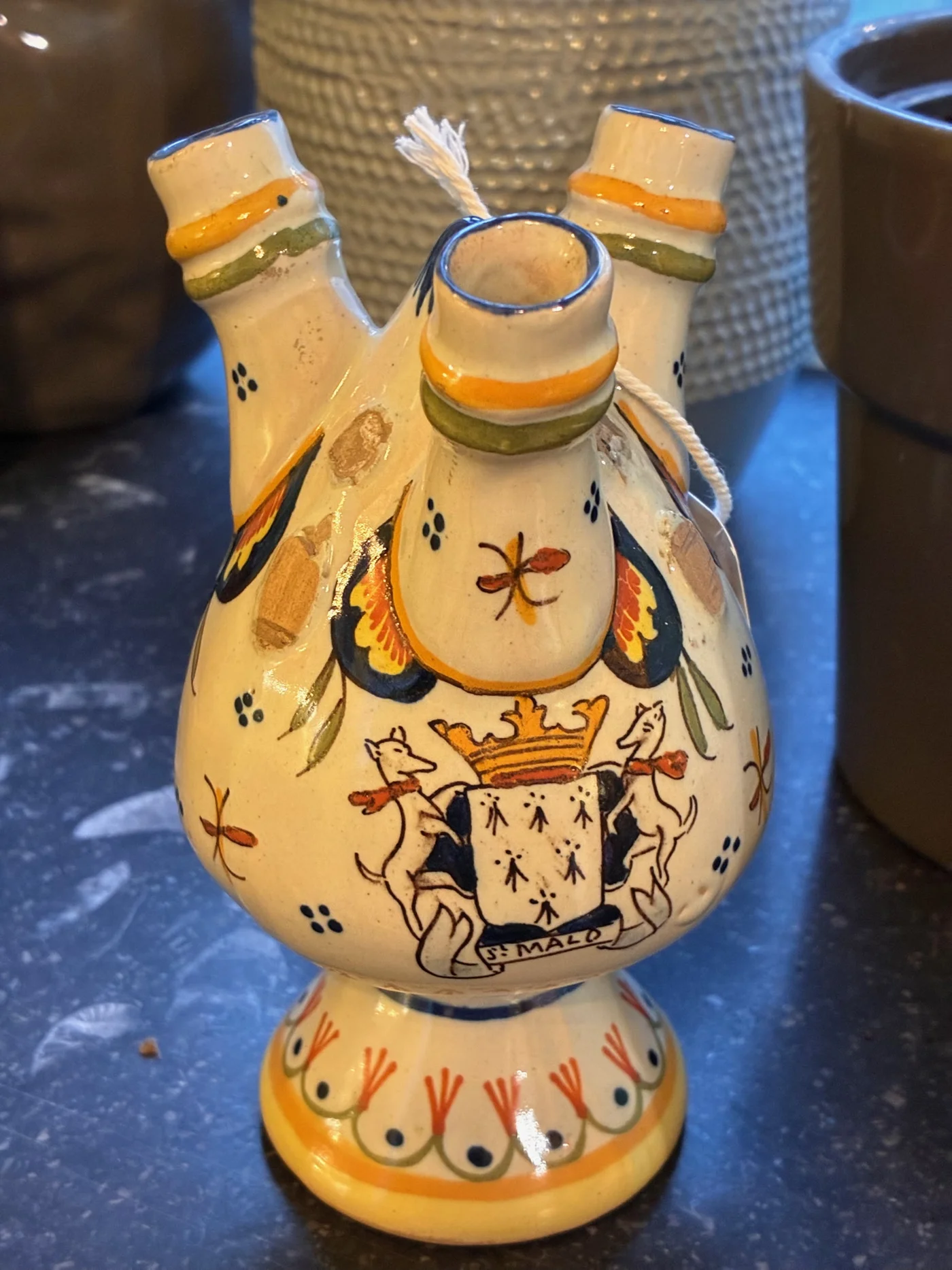 Petit pot à huile faïence Rouen