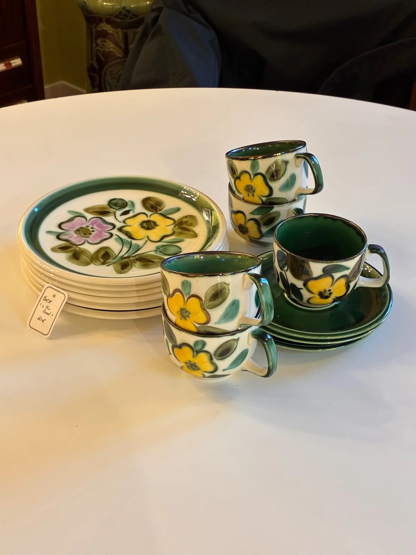 Service à café (5 tasses 3 sous-tasses) et 6 assiettes plates - Boch (La Louvière) - Collection "In the Mood" designed by Jean-Pierre Maury - 1970s 