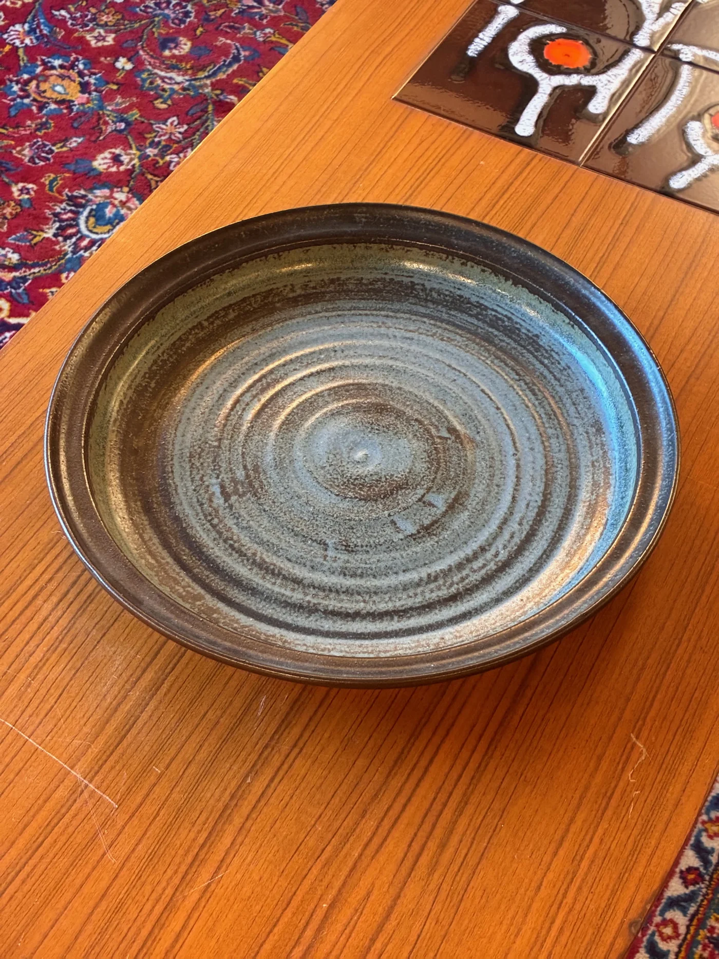Grand plat en céramique vernissée - 1960s-1970s - Ø 36 cm