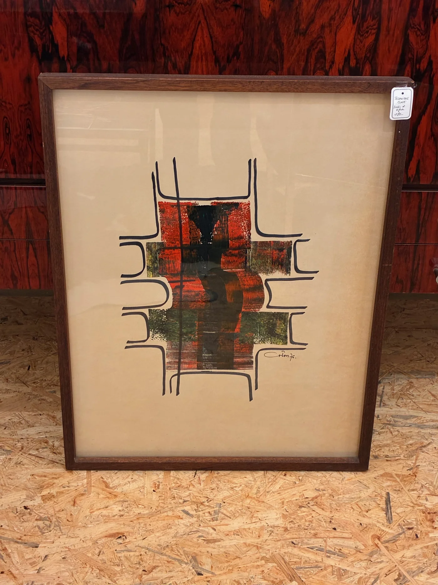 Tableau, technique mixte vintage - signé et daté - 64 x 48 cm