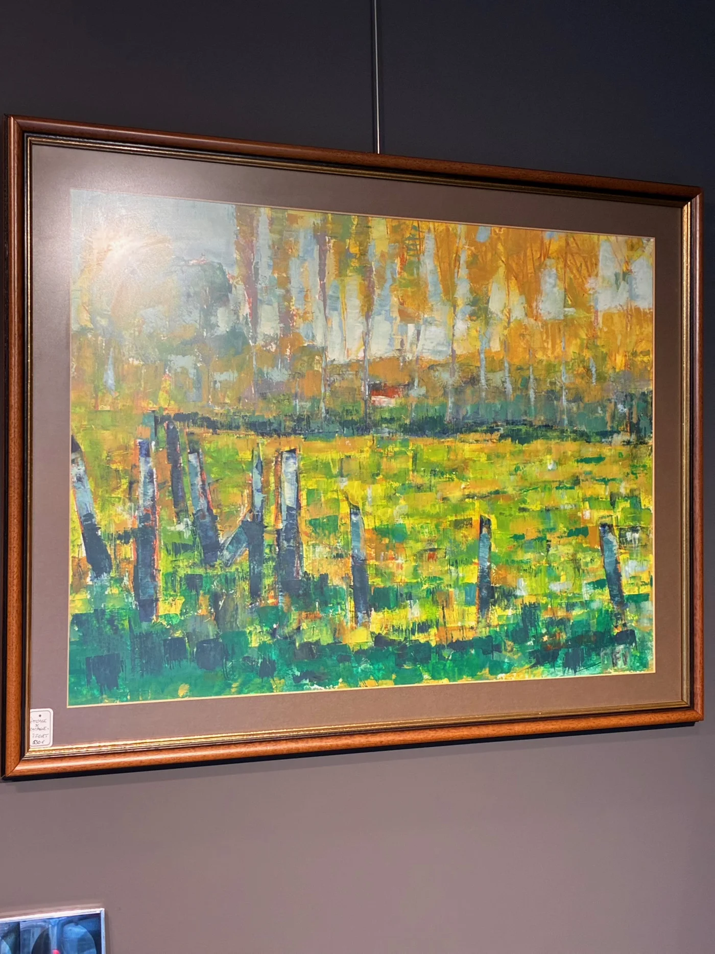 Huile sur papier "Paysage de campagne", signée Pierre FIEVET - 62 x 85 cm