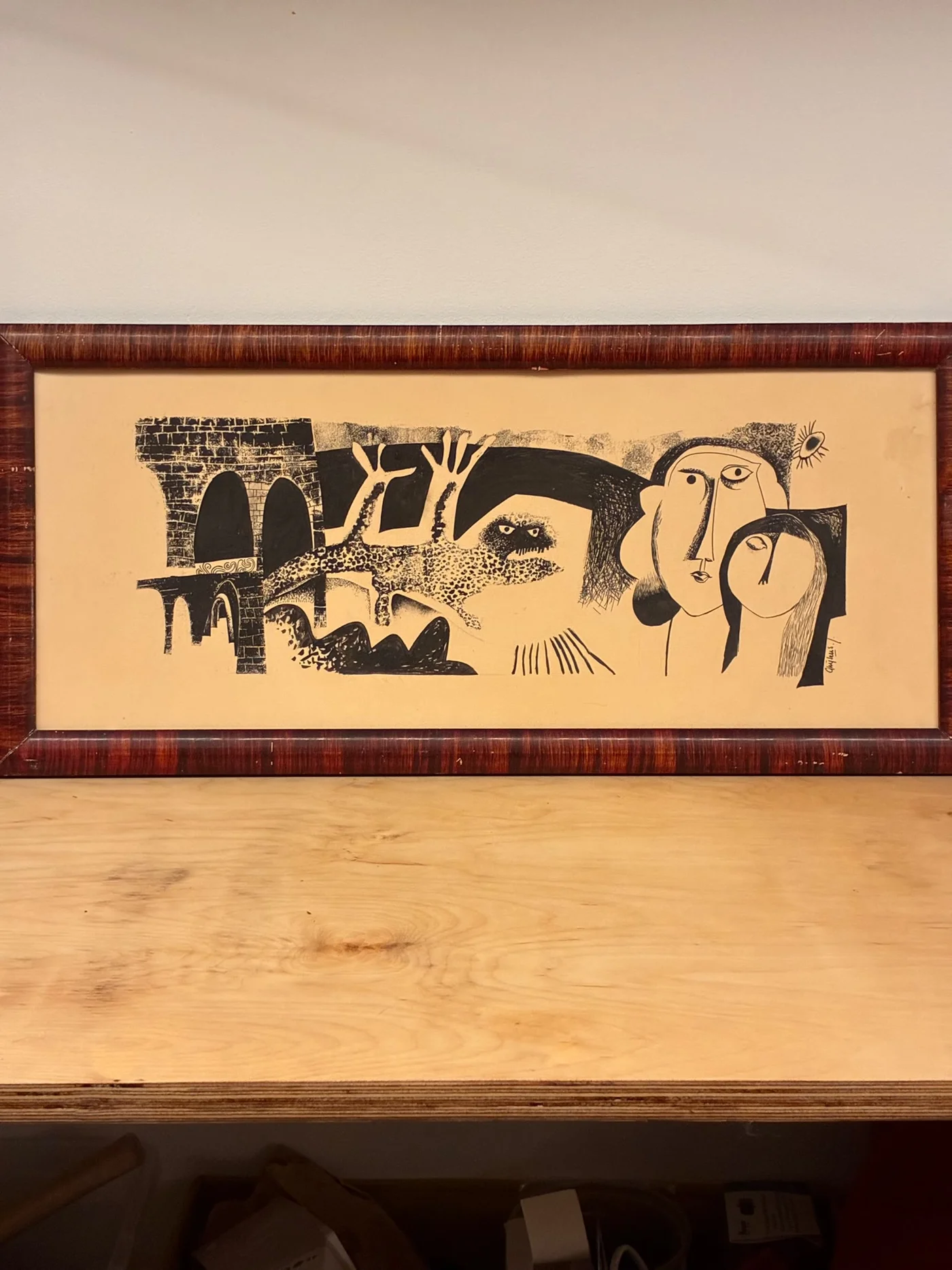 Gravure brutaliste, signée Ghÿsens 