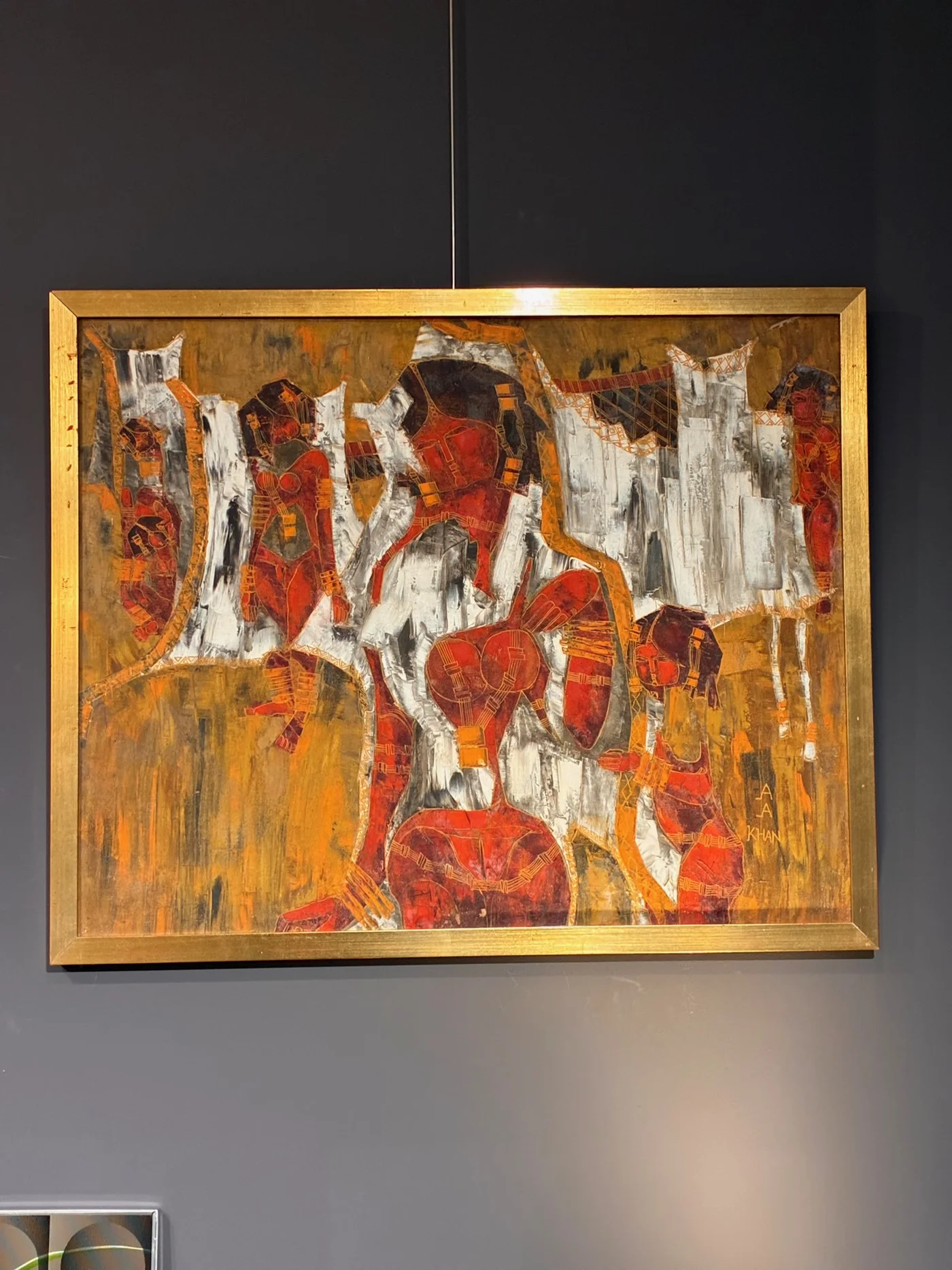 Huile sur toile - Scène animée, Bali - XXe - KHAN A.A - signée en bas à droite - 60 x 74 cm