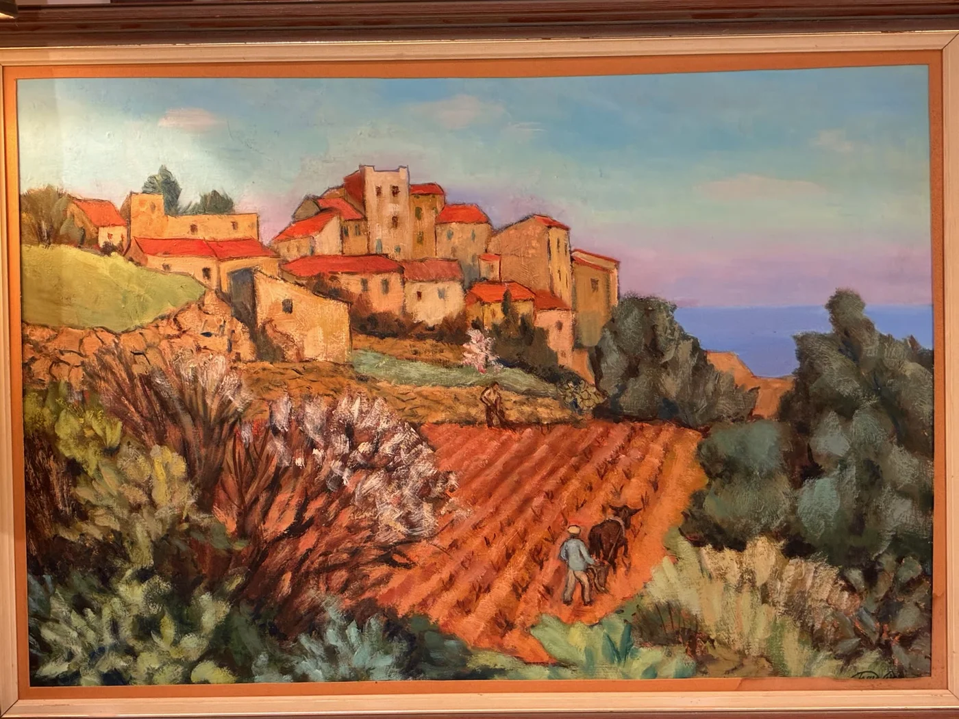 Huile sur toile - Paysage provençal - Signé en bas à droite (non identifié)
