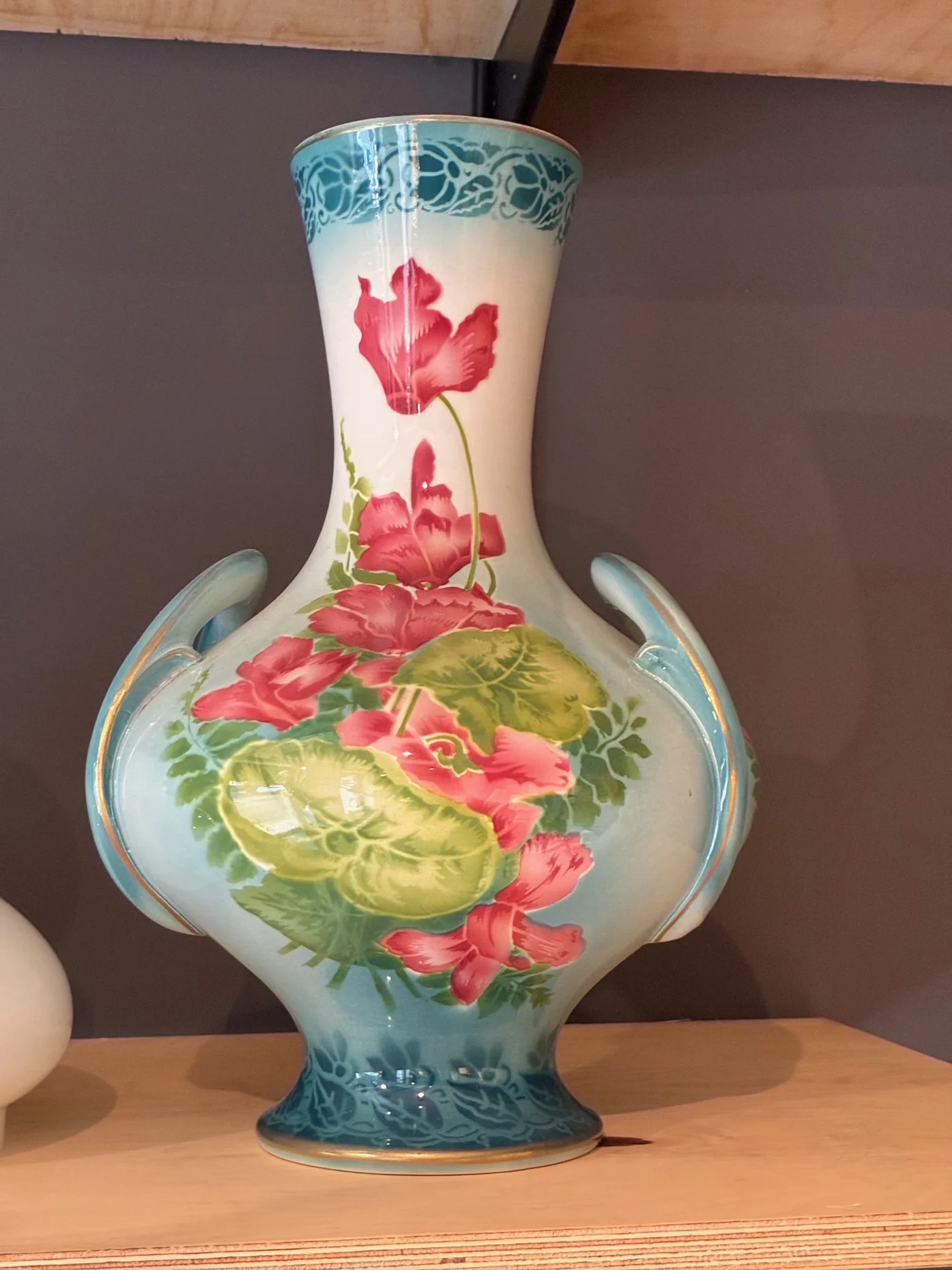Vase fleurs vintage bleu/rose/vert