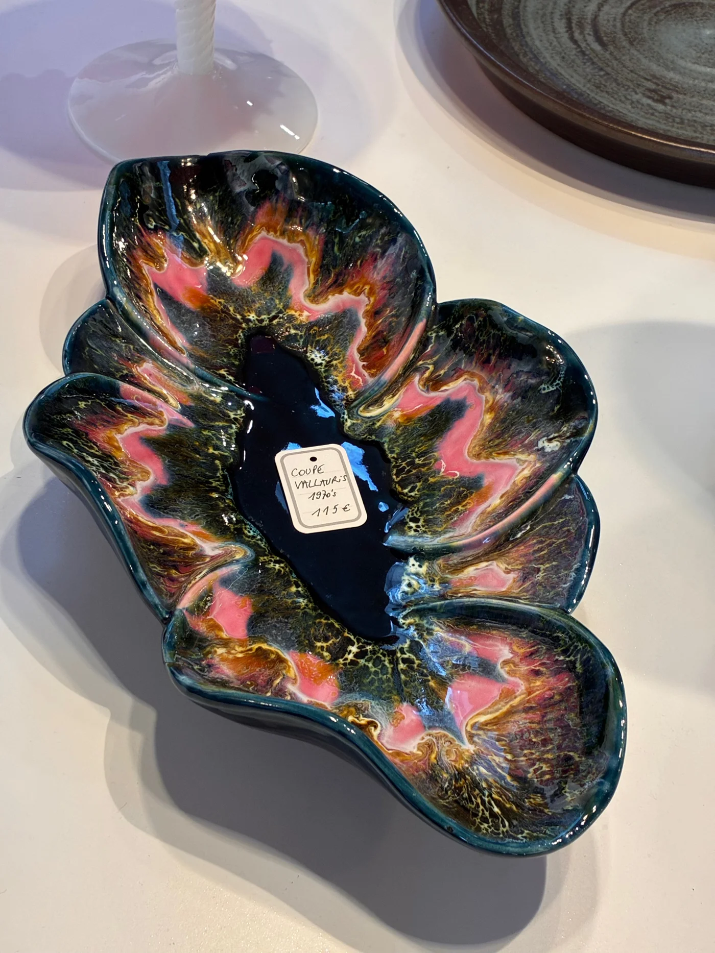 Coupe en céramique vernissée, Vallauris, "lava glaze", circa 1970s