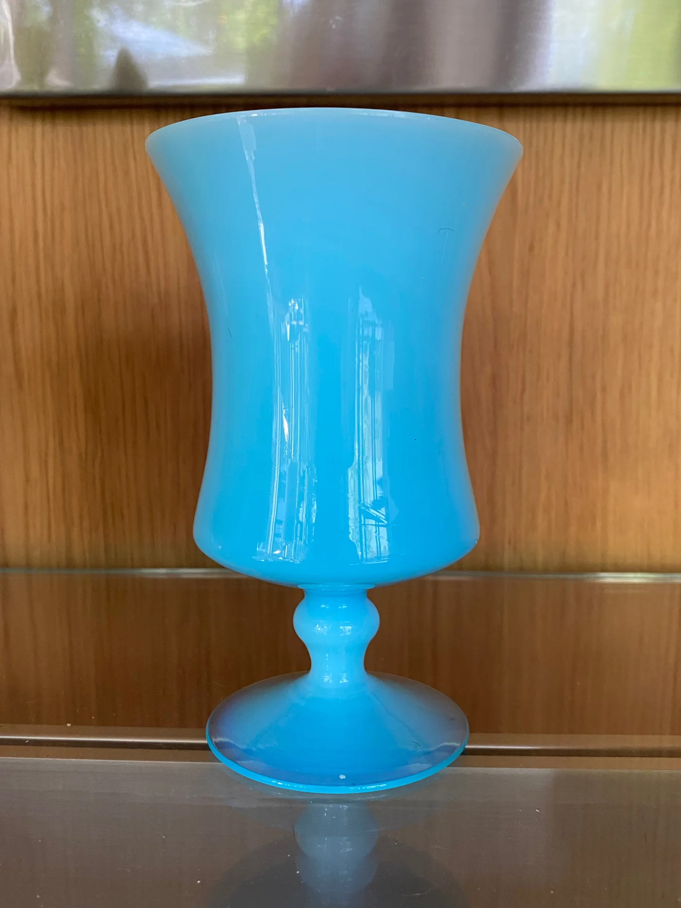 Petit vase opaline bleue, Empoli - Ht 15 cm