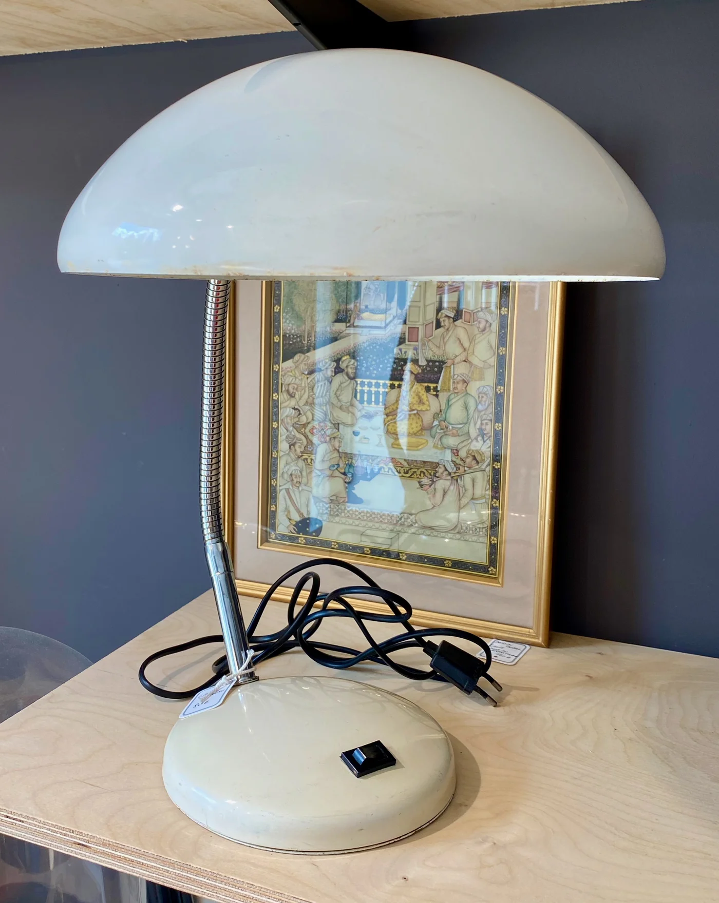 Lampe de bureau vintage à col de cygne en métal, style milieu du XXe siècle (années 1970) - Patine d'origine