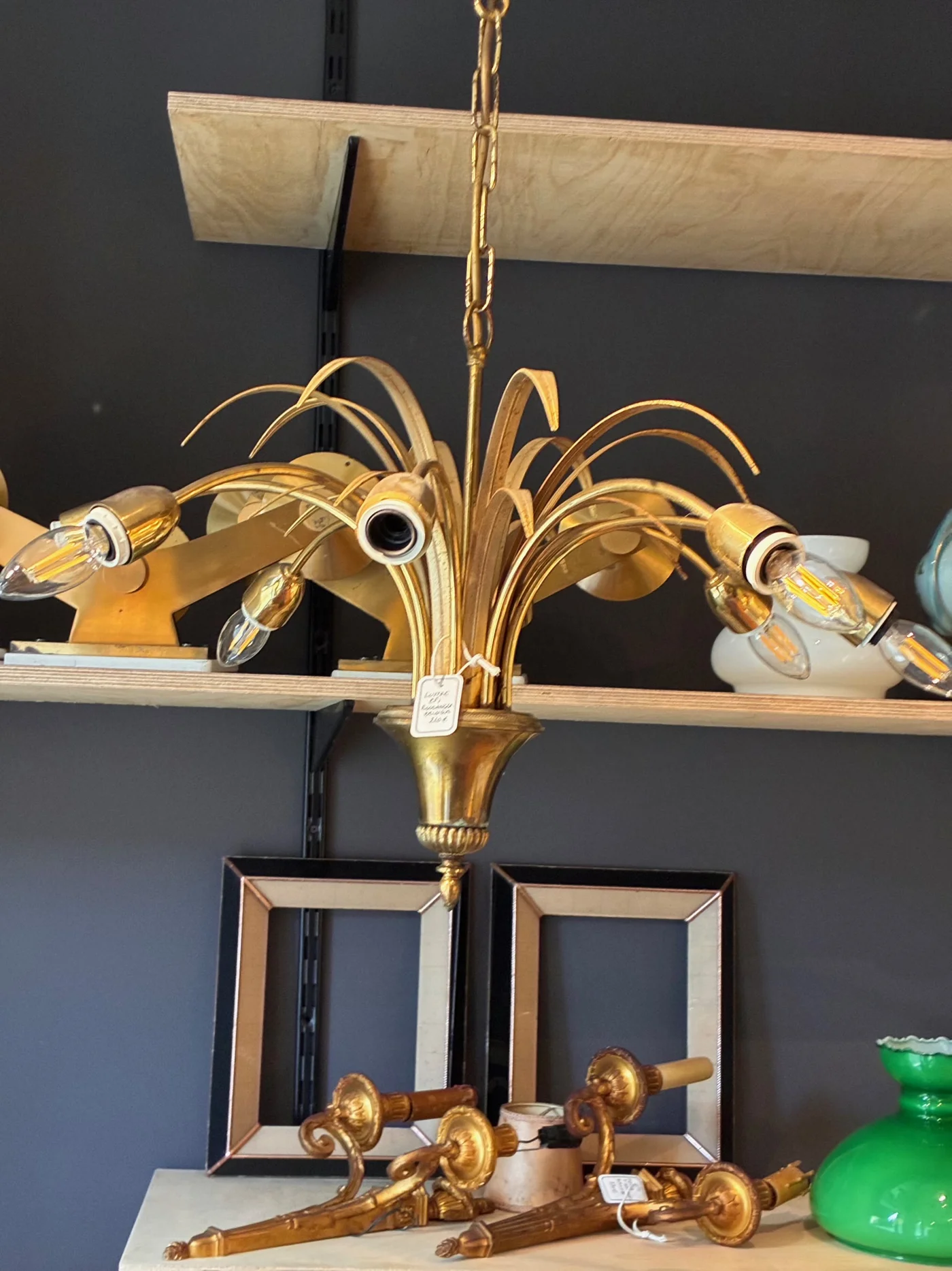 Suspension épis en métal doré - Maison Boulanger Belgique - Diam 65 cm