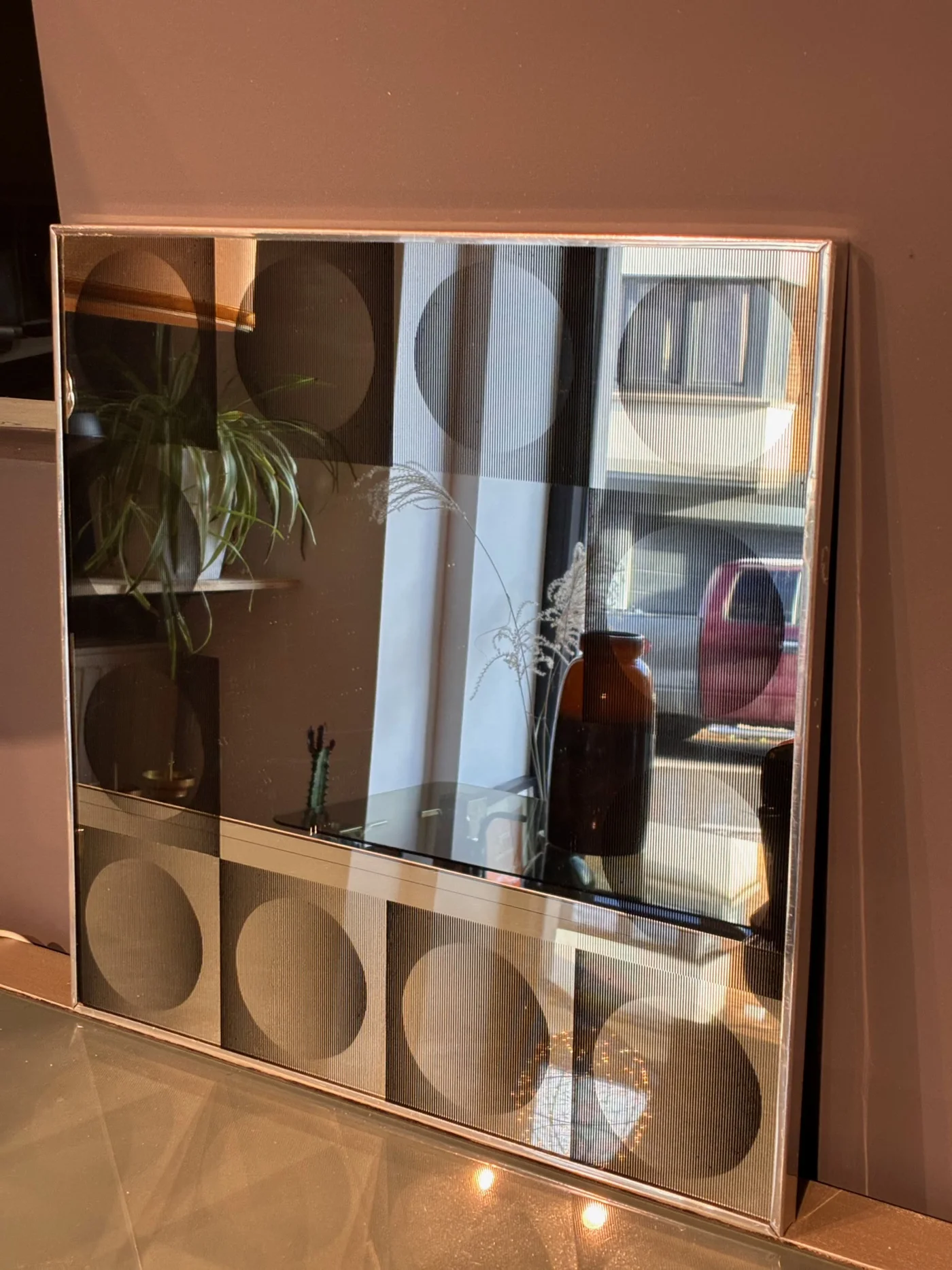 Petit miroir carré vintage style Vasarely