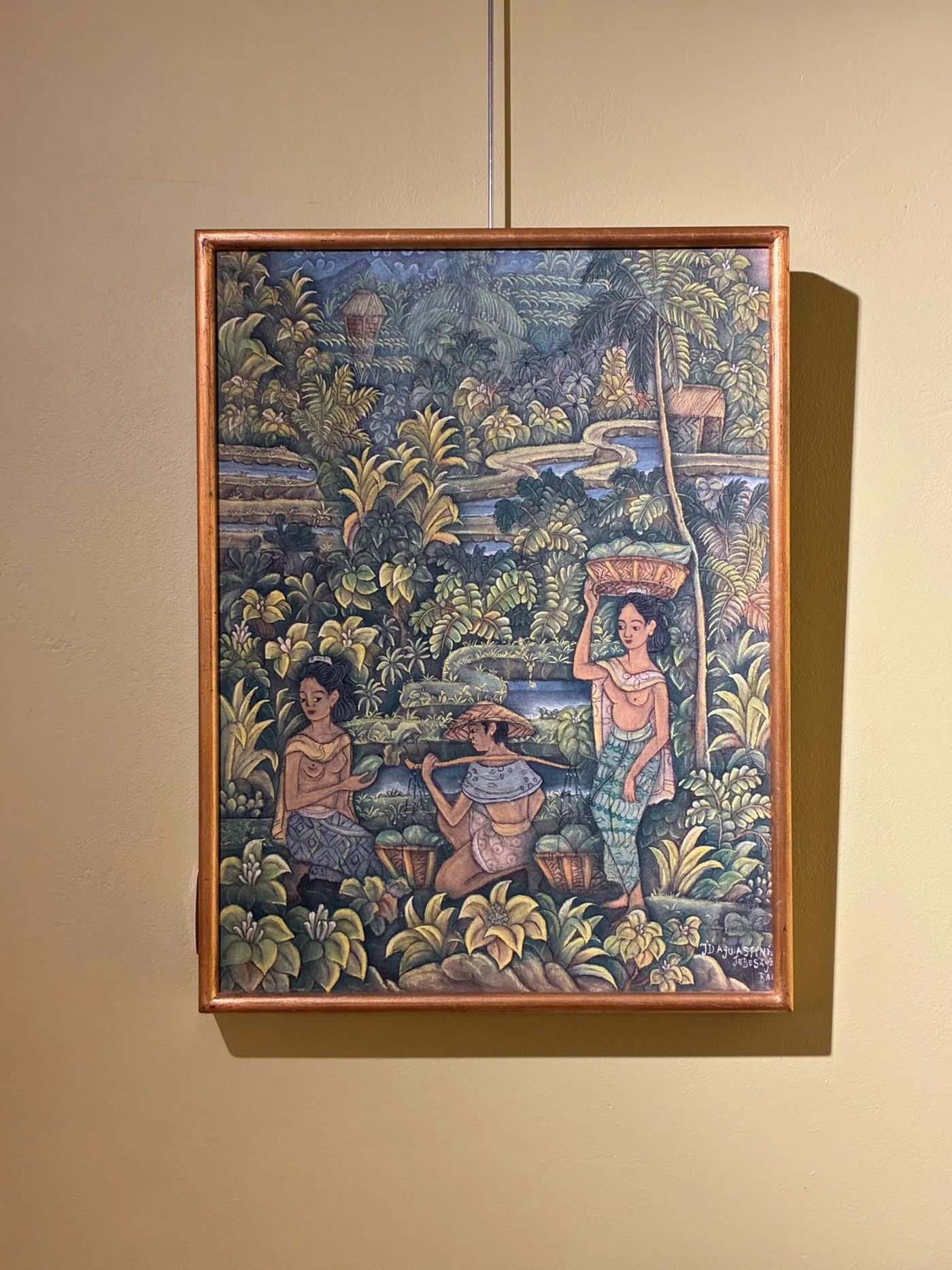 Peinture sur tissu Astini signée à Bali - 40 x 30cm