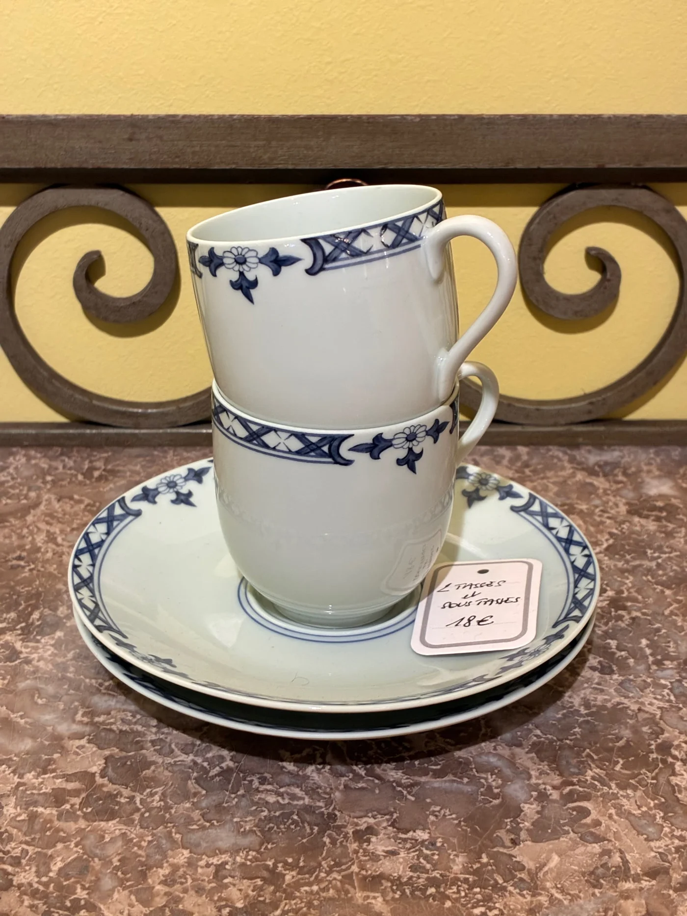 Lot de 2 tasses et sous tasses bleues - Raynaud Limoges 