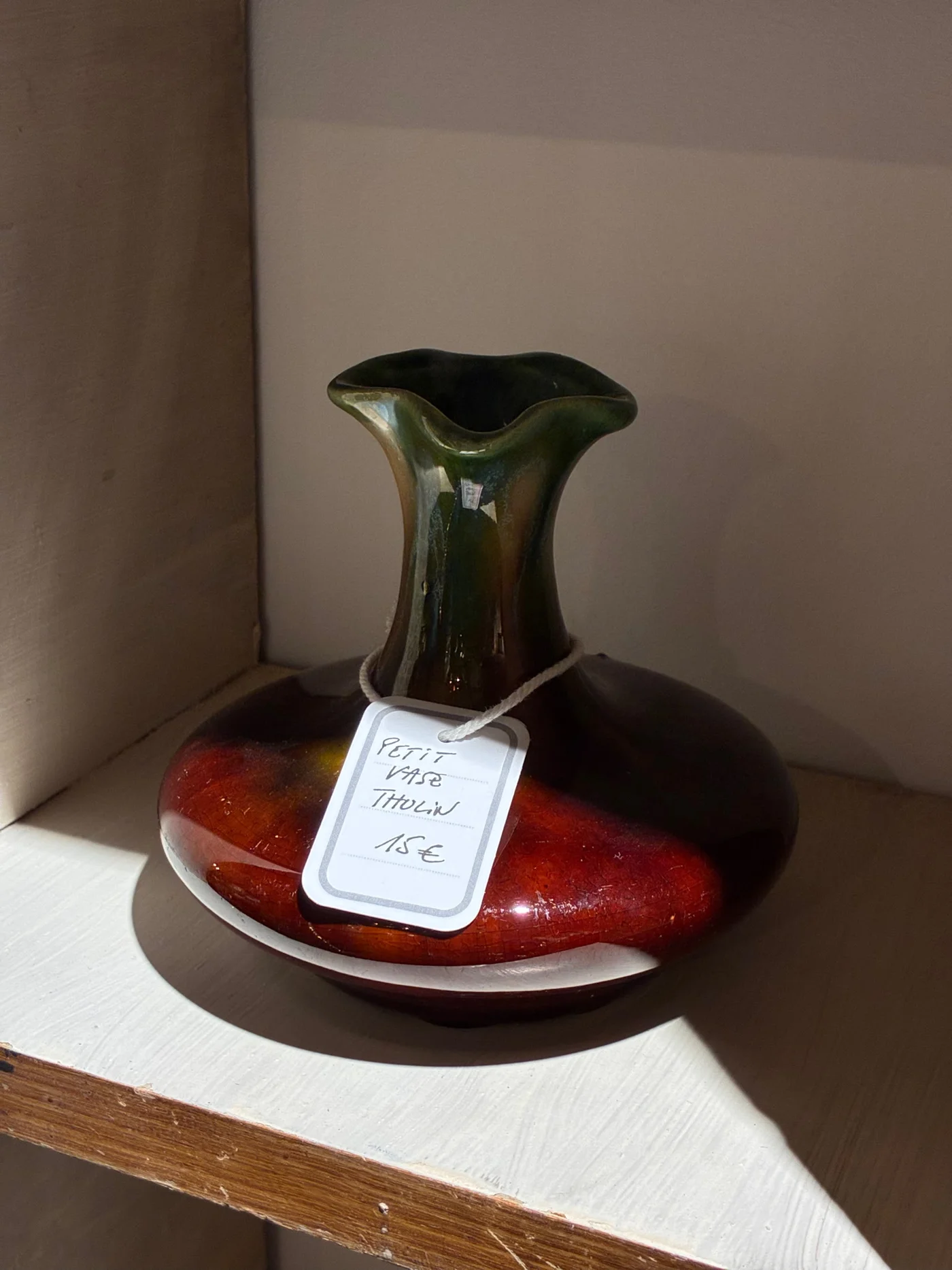 Vase Thulin vert et brun - Ht 11 cm